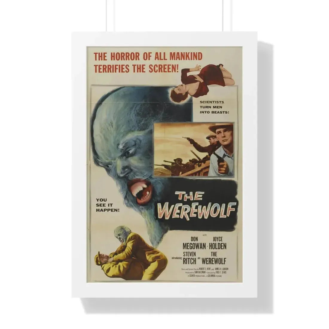 THE WEREWOLF 1956 - Framed Movie Poster 16″ x 24″ White - The Sticker Space