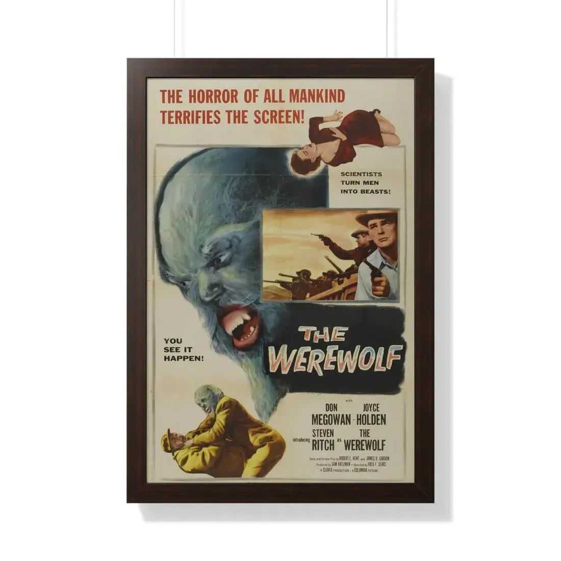 THE WEREWOLF 1956 - Framed Movie Poster 20" x 30" Walnut - The Sticker Space