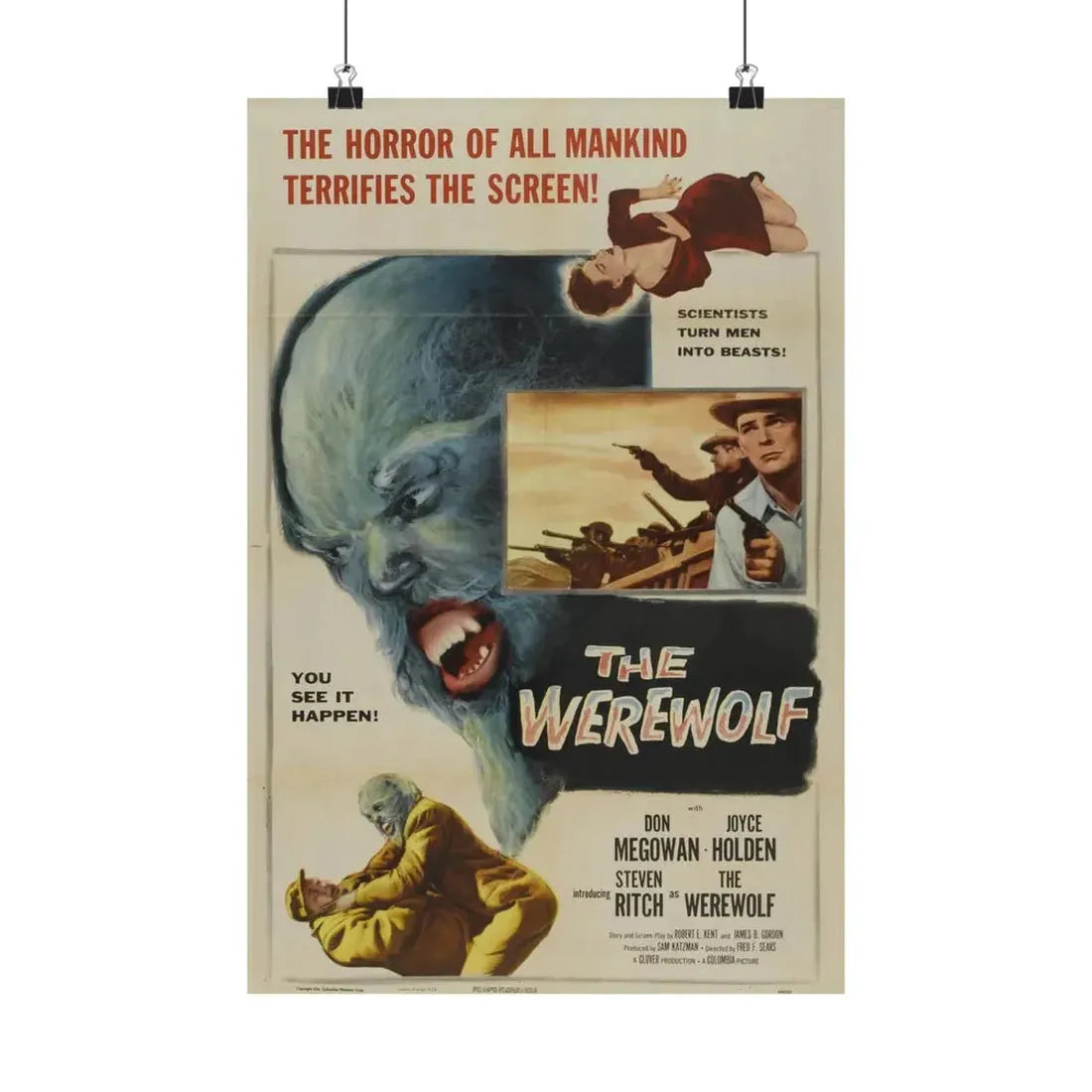 THE WEREWOLF 1956 - Paper Movie Poster 12″ x 18″ Matte - The Sticker Space