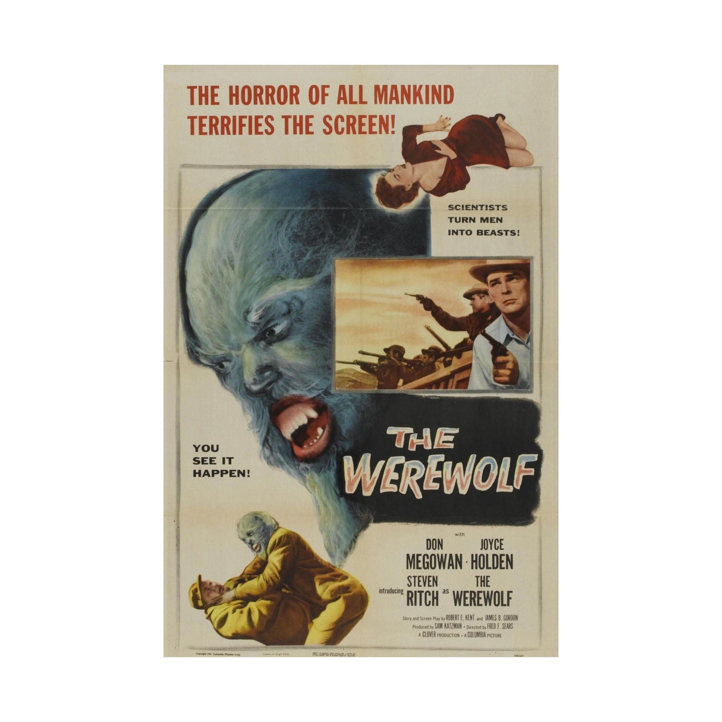 THE WEREWOLF 1956 - Paper Movie Poster-The Sticker Space