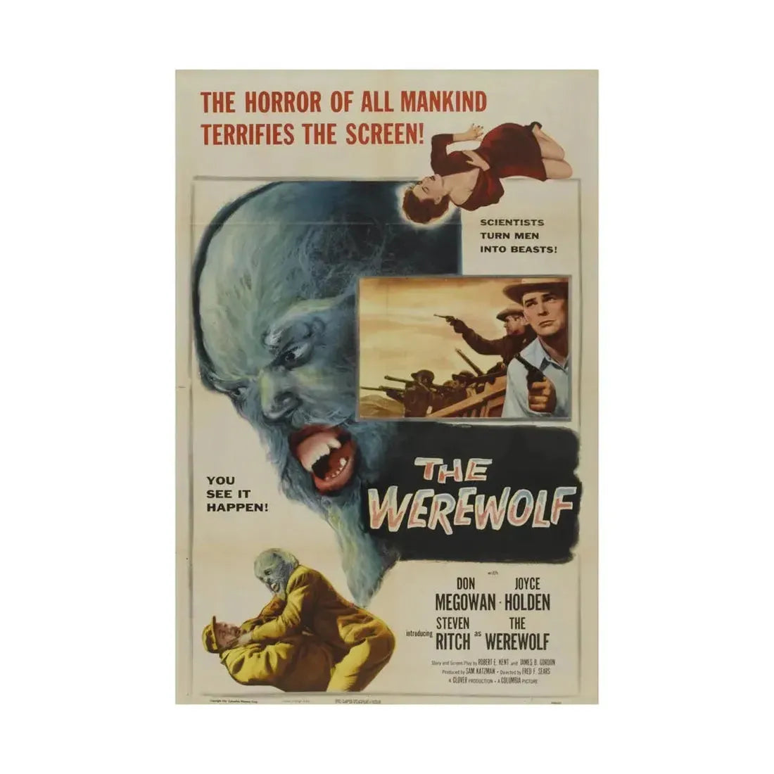 THE WEREWOLF 1956 - Paper Movie Poster - The Sticker Space