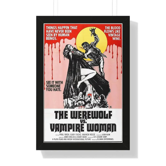 THE WEREWOLF VS THE VAMPIRE WOMAN 1971 - Framed Movie Poster 16″ x 24″ Black - The Sticker Space