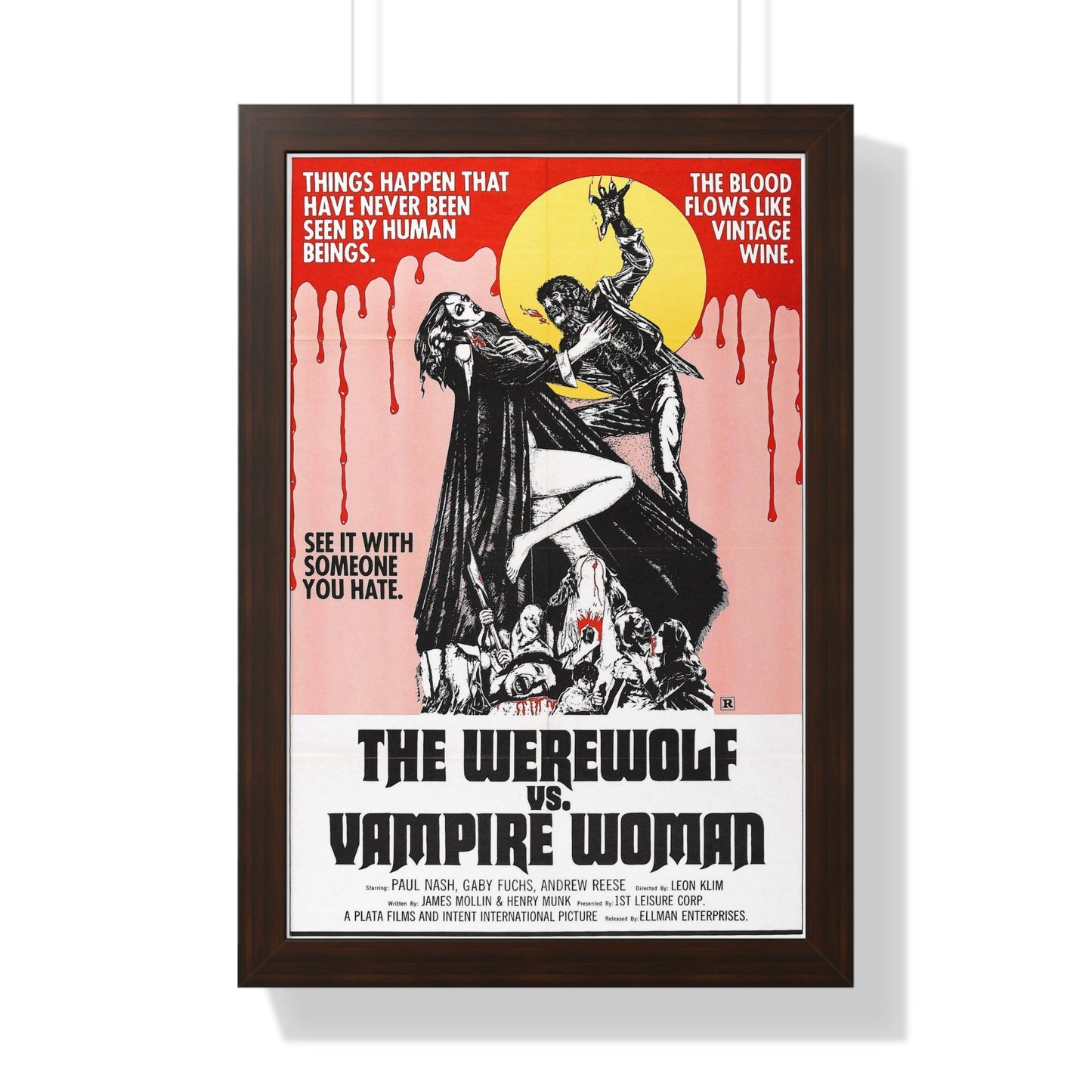 THE WEREWOLF VS THE VAMPIRE WOMAN 1971 - Framed Movie Poster-16″ x 24″-The Sticker Space