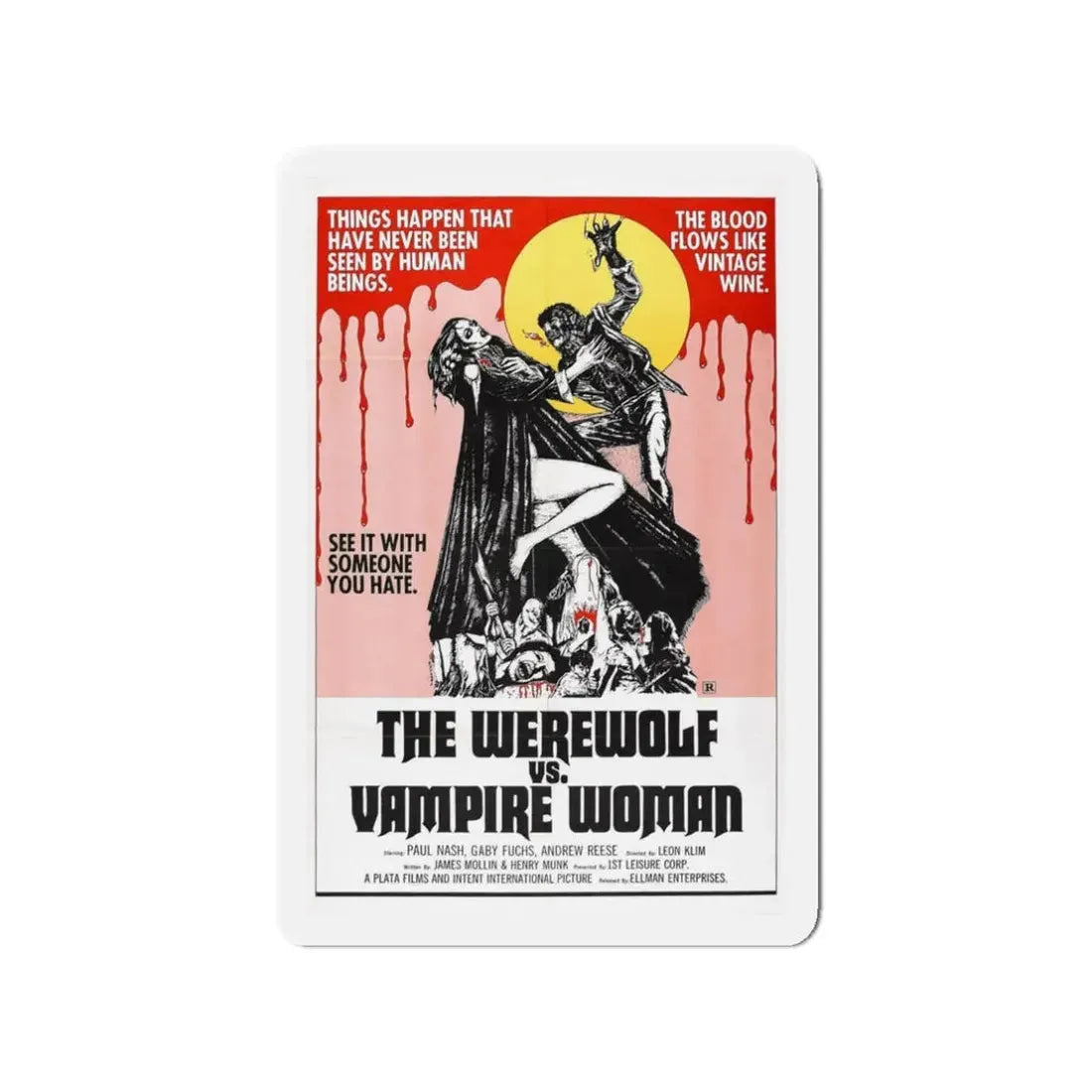 THE WEREWOLF VS THE VAMPIRE WOMAN 1971 Movie Poster - Refrigerator Magnet 3 Inch Die-Cut - The Sticker Space