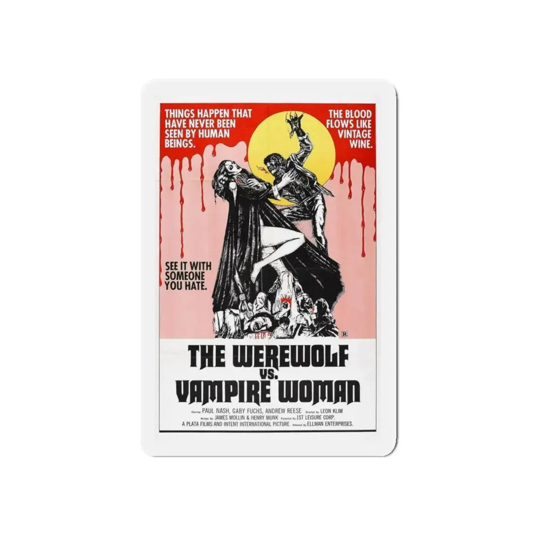 THE WEREWOLF VS THE VAMPIRE WOMAN 1971 Movie Poster - Refrigerator Magnet 5 Inch Die-Cut - The Sticker Space