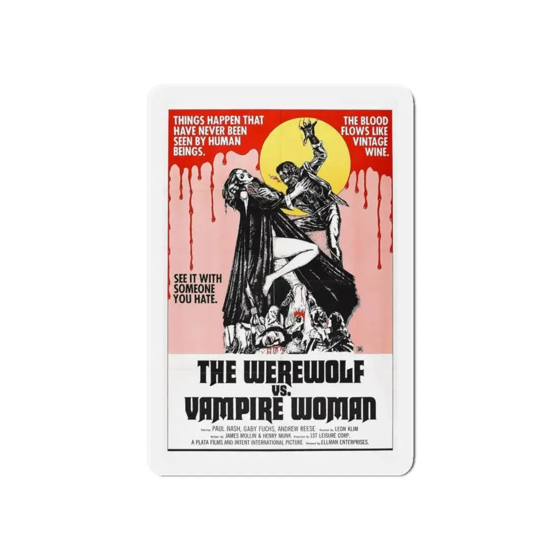 THE WEREWOLF VS THE VAMPIRE WOMAN 1971 Movie Poster - Refrigerator Magnet 6 Inch Die-Cut - The Sticker Space