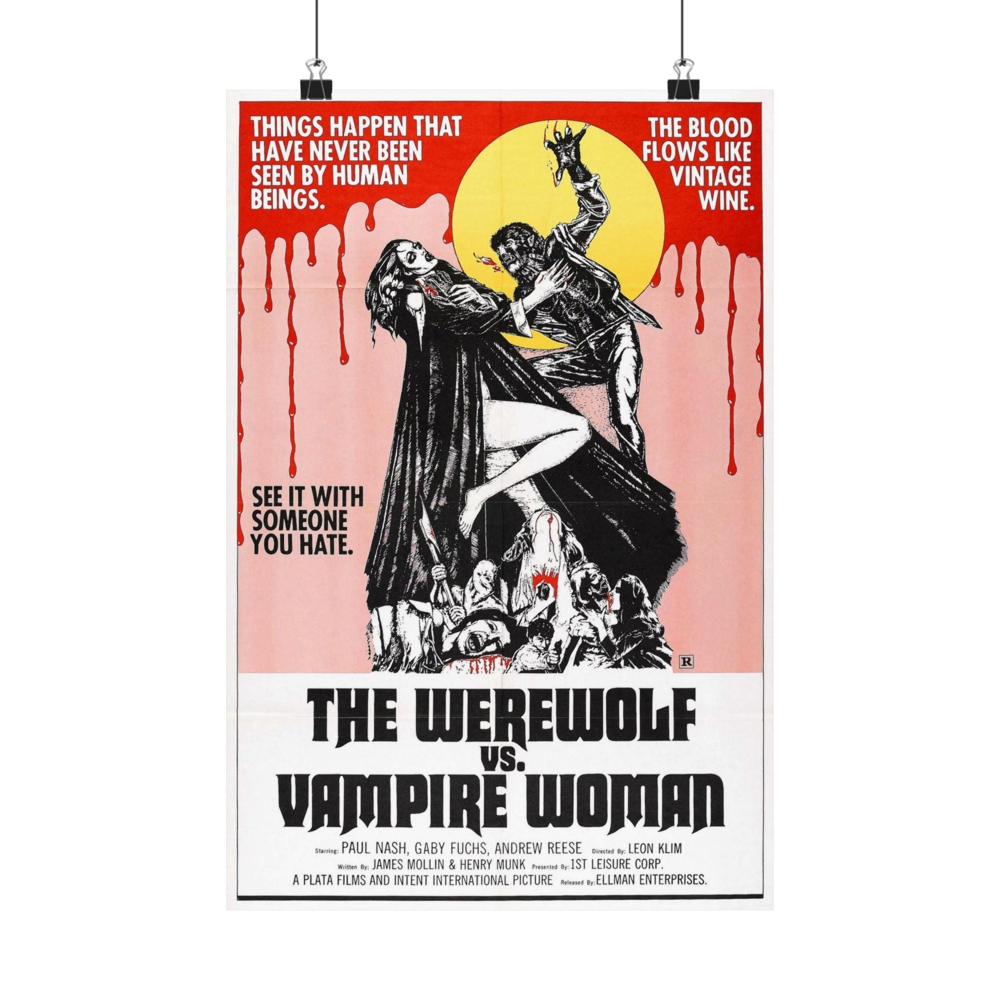 THE WEREWOLF VS THE VAMPIRE WOMAN 1971 - Paper Movie Poster-12″ x 18″-The Sticker Space