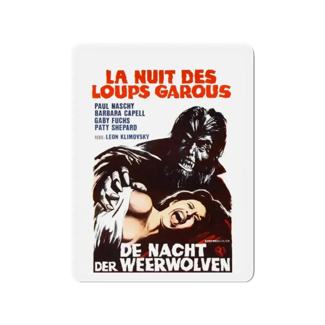 THE WEREWOLF VS THE VAMPIRE WOMAN (BELGIAN) 1971 Movie Poster - Refrigerator Magnet 2 Inch Die-Cut - The Sticker Space