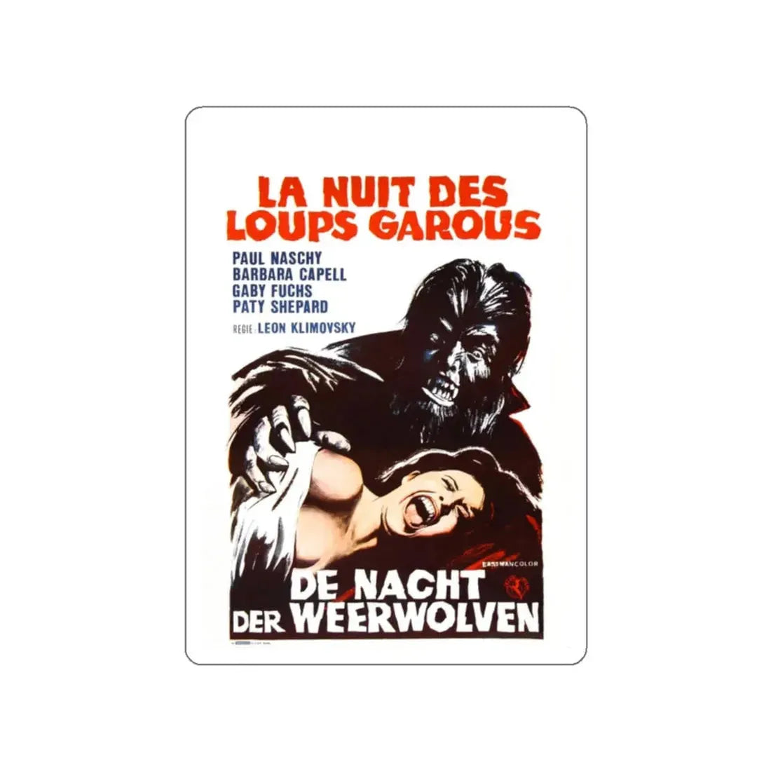 THE WEREWOLF VS THE VAMPIRE WOMAN (BELGIAN) 1971 Movie Poster STICKER Vinyl Die-Cut Decal 2 Inch - The Sticker Space