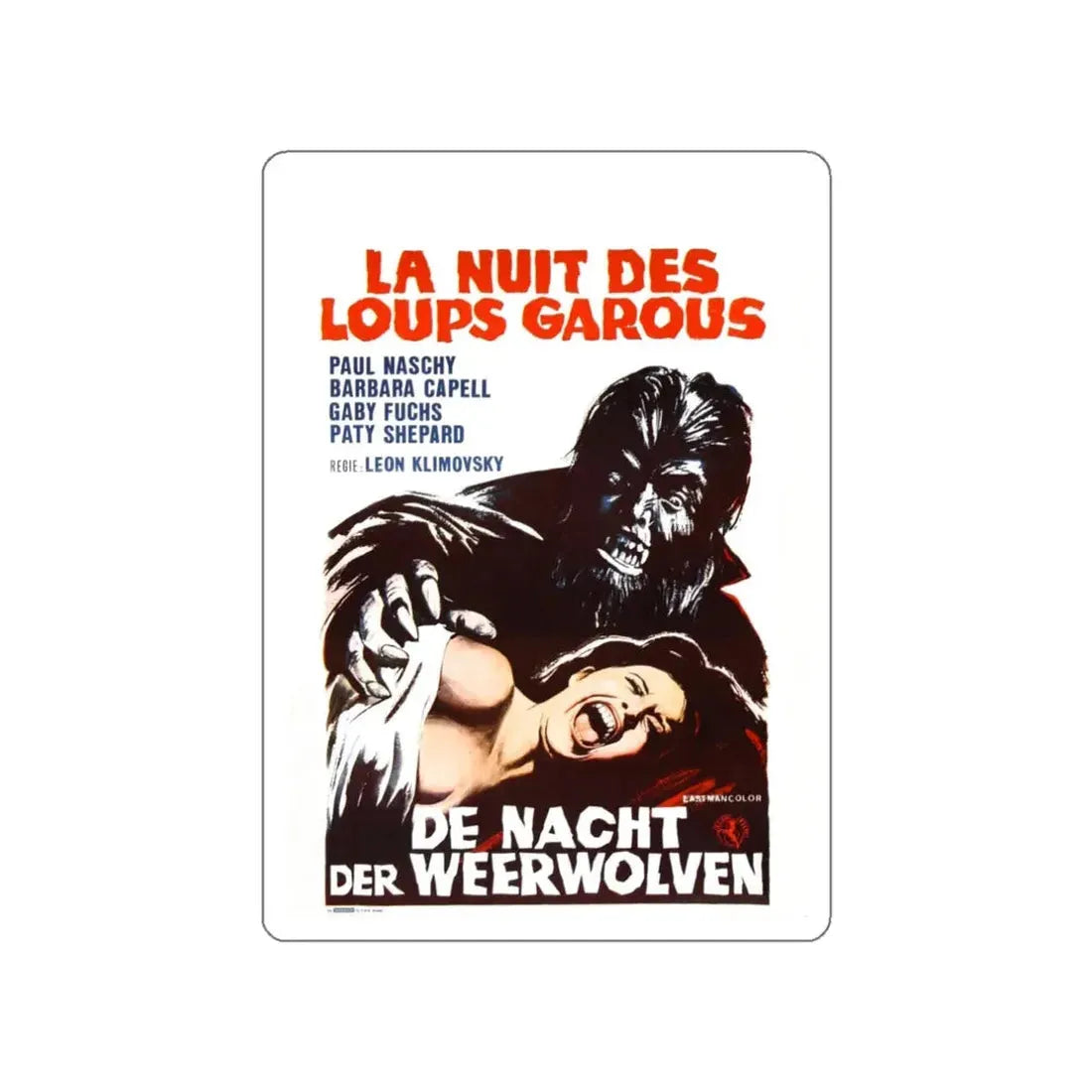 THE WEREWOLF VS THE VAMPIRE WOMAN (BELGIAN) 1971 Movie Poster STICKER Vinyl Die-Cut Decal 3 Inch - The Sticker Space