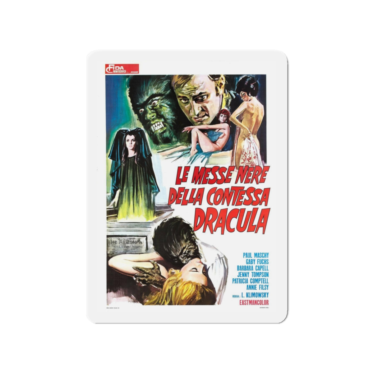 THE WEREWOLF VS THE VAMPIRE WOMAN (ITALIAN) 1971 Movie Poster - Refrigerator Magnet-3" x 3"-The Sticker Space