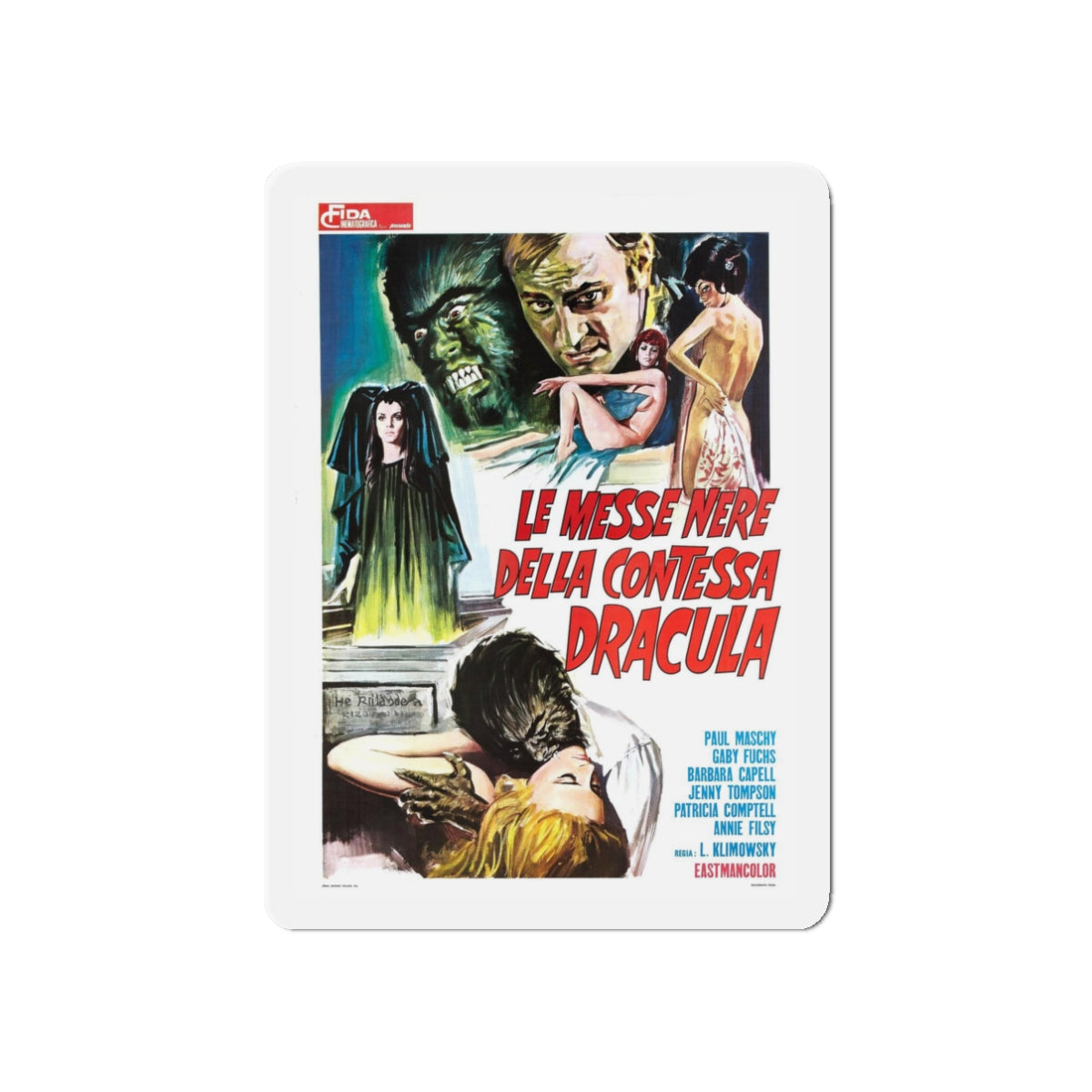 THE WEREWOLF VS THE VAMPIRE WOMEN (3) 1971 Movie Poster - Refrigerator Magnet-3" x 3"-The Sticker Space