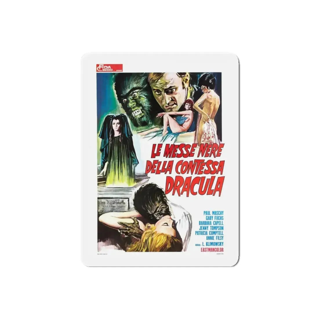 THE WEREWOLF VS THE VAMPIRE WOMEN (3) 1971 Movie Poster - Refrigerator Magnet 6 Inch Die-Cut - The Sticker Space