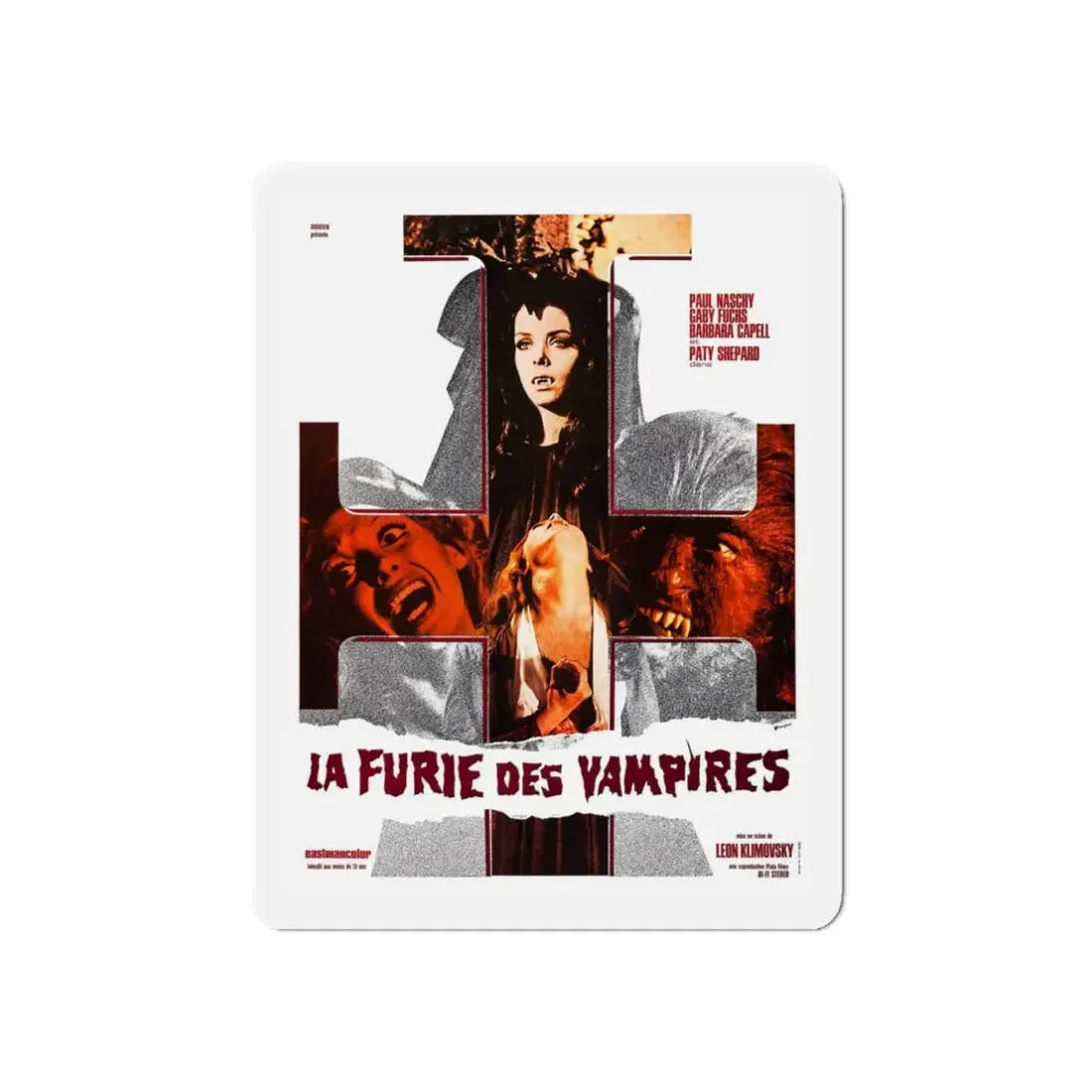 THE WEREWOLF VS THE VAMPIRE WOMEN (FRENCH) 1971 Movie Poster - Refrigerator Magnet 3 Inch Die-Cut - The Sticker Space
