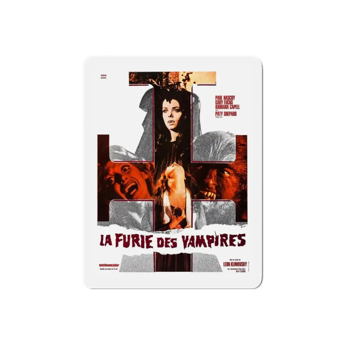 THE WEREWOLF VS THE VAMPIRE WOMEN (FRENCH) 1971 Movie Poster - Refrigerator Magnet 5 Inch Die-Cut - The Sticker Space