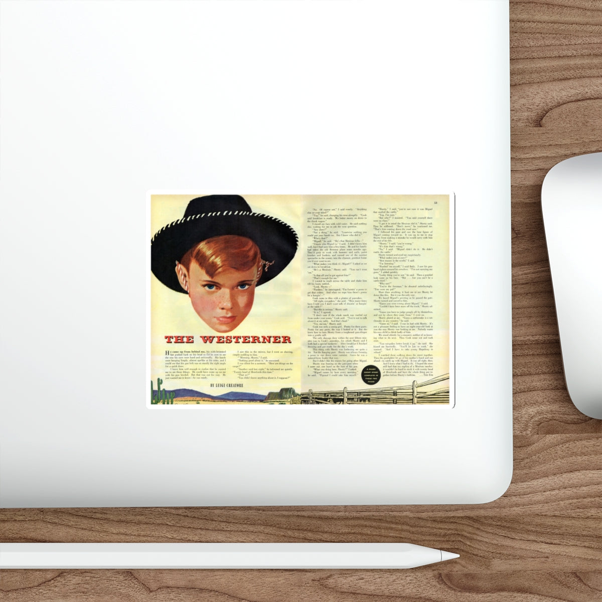 The Westerner, Redbook, February 1952 (Magazine Illustration) STICKER Vinyl Die-Cut Decal-The Sticker Space