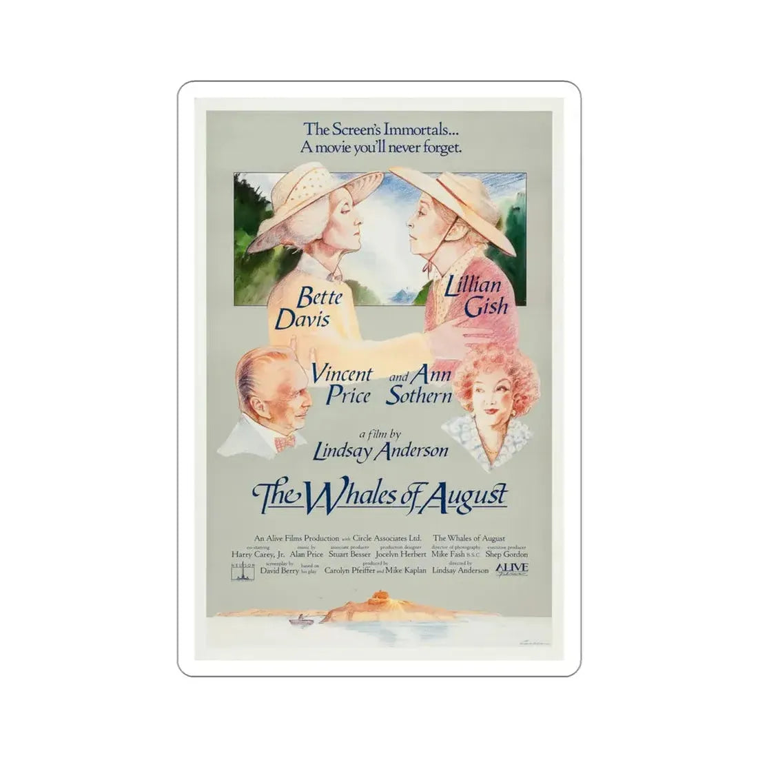 The Whales of August 1987 Movie Poster STICKER Vinyl Die-Cut Decal 4 Inch - The Sticker Space