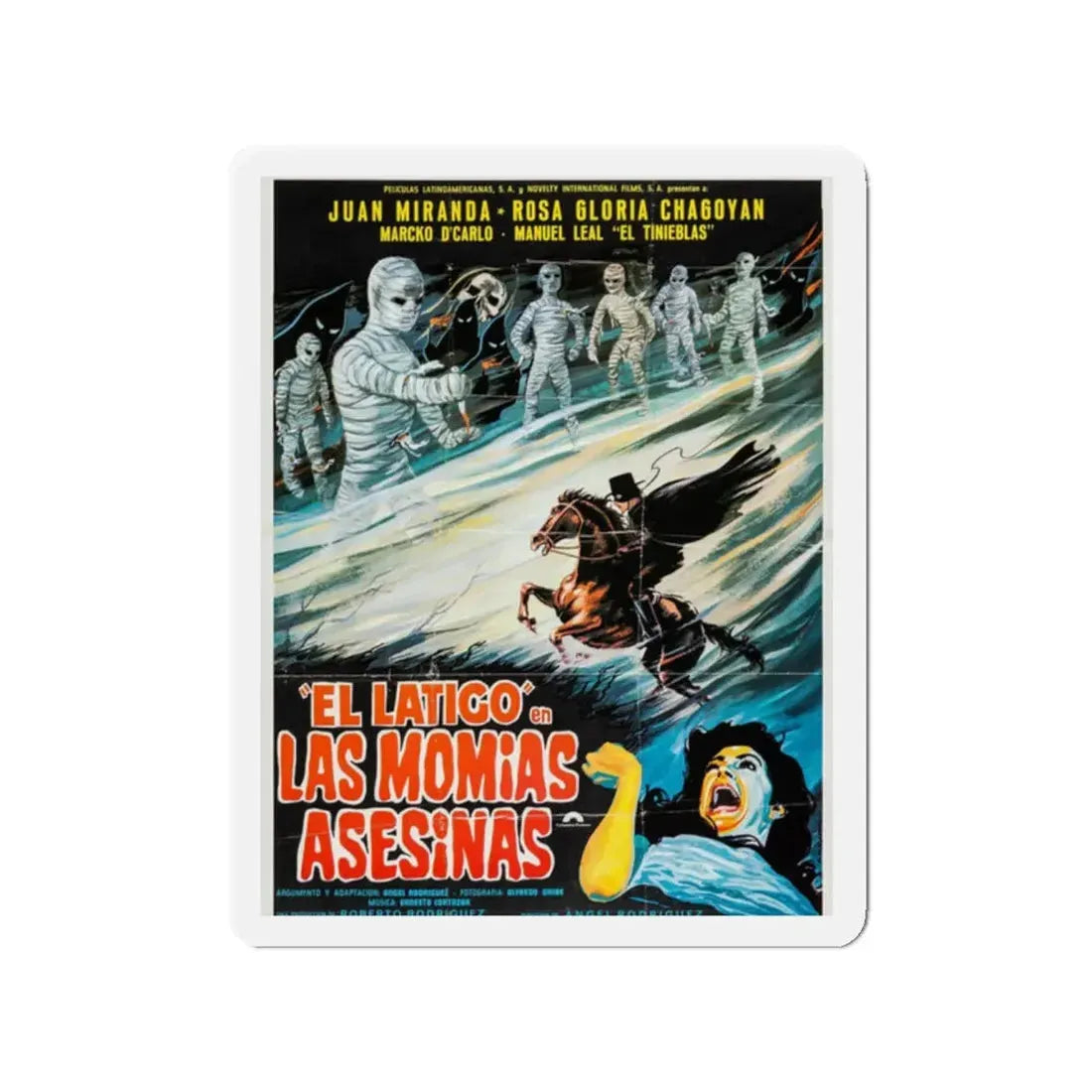 THE WHIP AGAINST MURDEROUS MUMMIES 1980 Movie Poster - Refrigerator Magnet 2 Inch Die-Cut - The Sticker Space