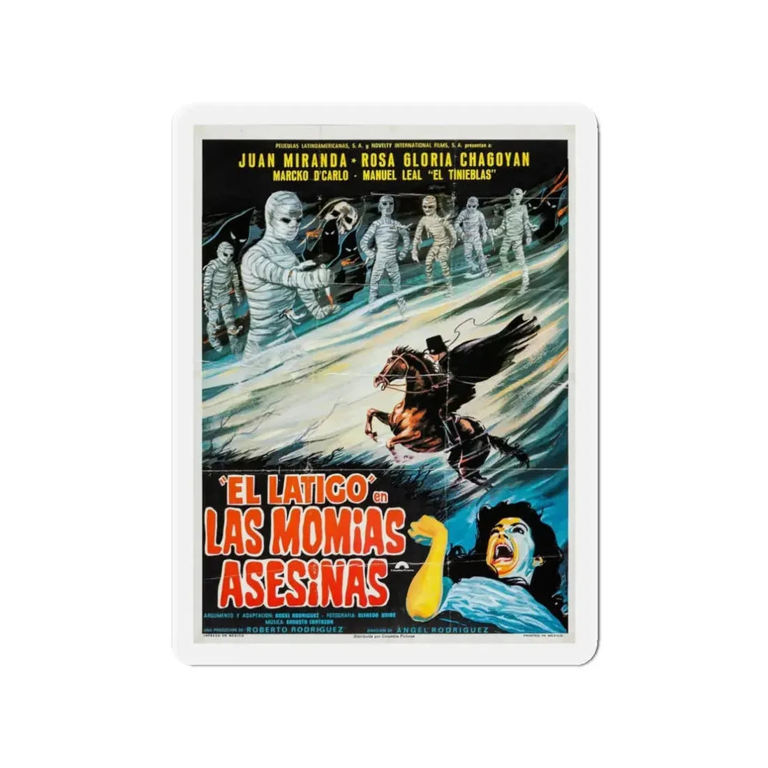 THE WHIP AGAINST MURDEROUS MUMMIES 1980 Movie Poster - Refrigerator Magnet 3 Inch Die-Cut - The Sticker Space