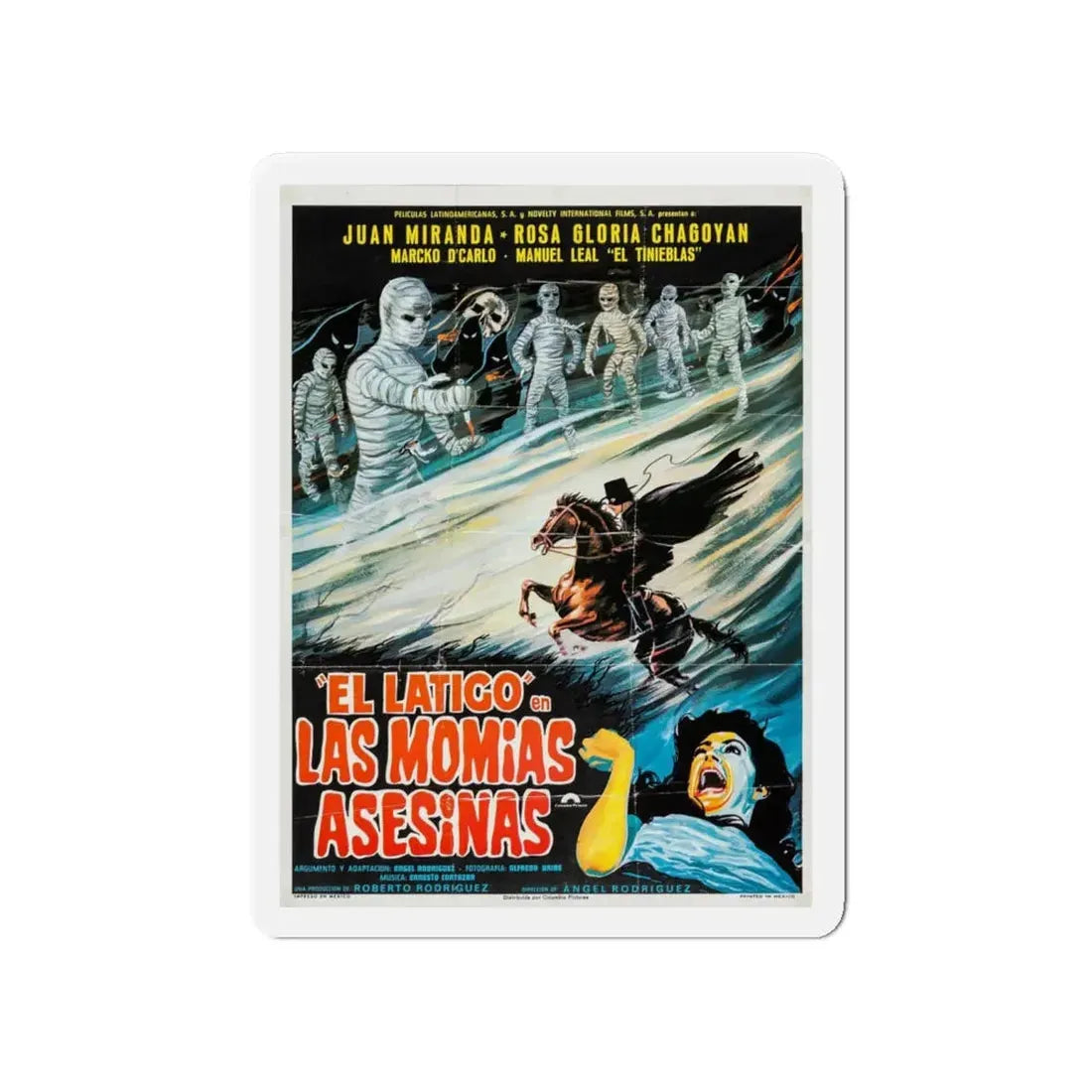 THE WHIP AGAINST MURDEROUS MUMMIES 1980 Movie Poster - Refrigerator Magnet 4 Inch Die-Cut - The Sticker Space