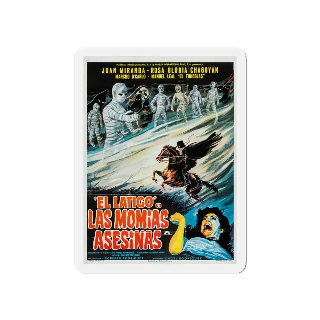 THE WHIP AGAINST MURDEROUS MUMMIES 1980 Movie Poster - Refrigerator Magnet 5 Inch Die-Cut - The Sticker Space