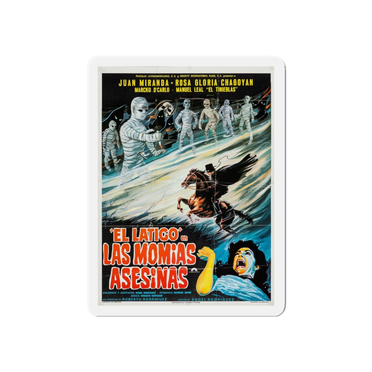 THE WHIP AGAINST MURDEROUS MUMMIES 1980 Movie Poster - Refrigerator Magnet-6 × 6"-Die-Cut-The Sticker Space