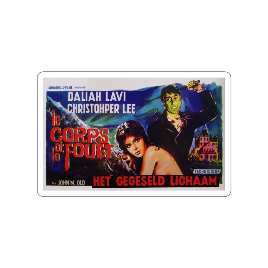 THE WHIP AND THE BODY (BELGIAN) 1963 Movie Poster STICKER Vinyl Die-Cut Decal 4 Inch - The Sticker Space