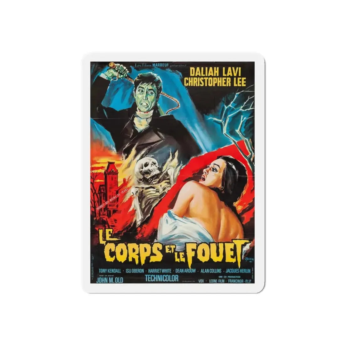 THE WHIP AND THE BODY (FRENCH) 1963 Movie Poster - Refrigerator Magnet 6 Inch Die-Cut - The Sticker Space