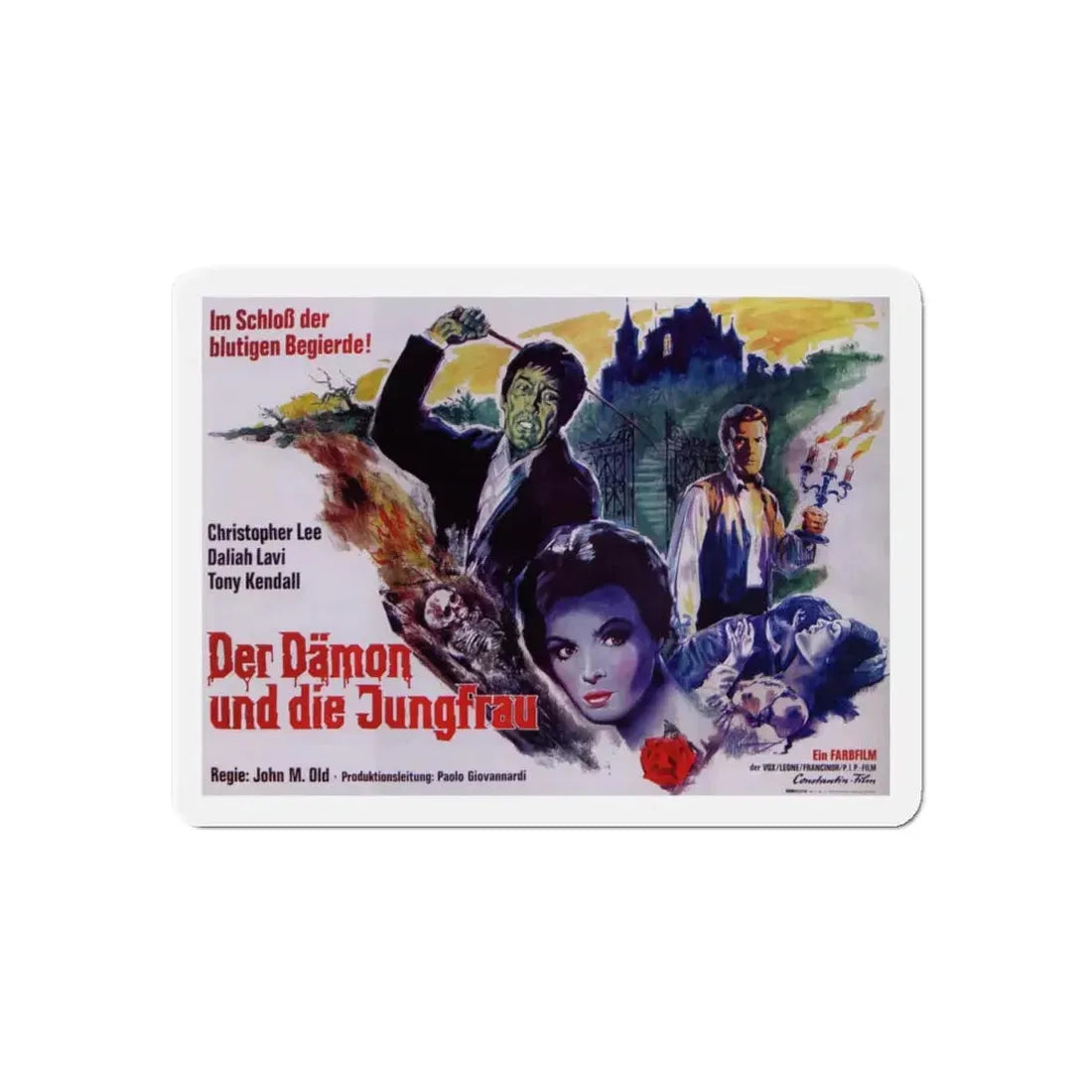 THE WHIP AND THE BODY (GERMAN) 1963 Movie Poster - Refrigerator Magnet 4 Inch Die-Cut - The Sticker Space
