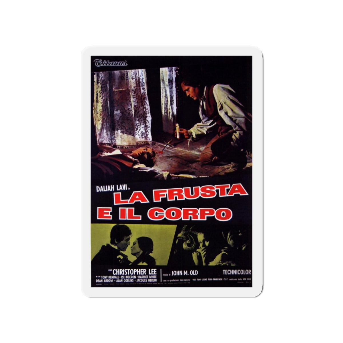 THE WHIP AND THE BODY (ITALIAN) 1963 Movie Poster - Refrigerator Magnet-3" x 3"-The Sticker Space