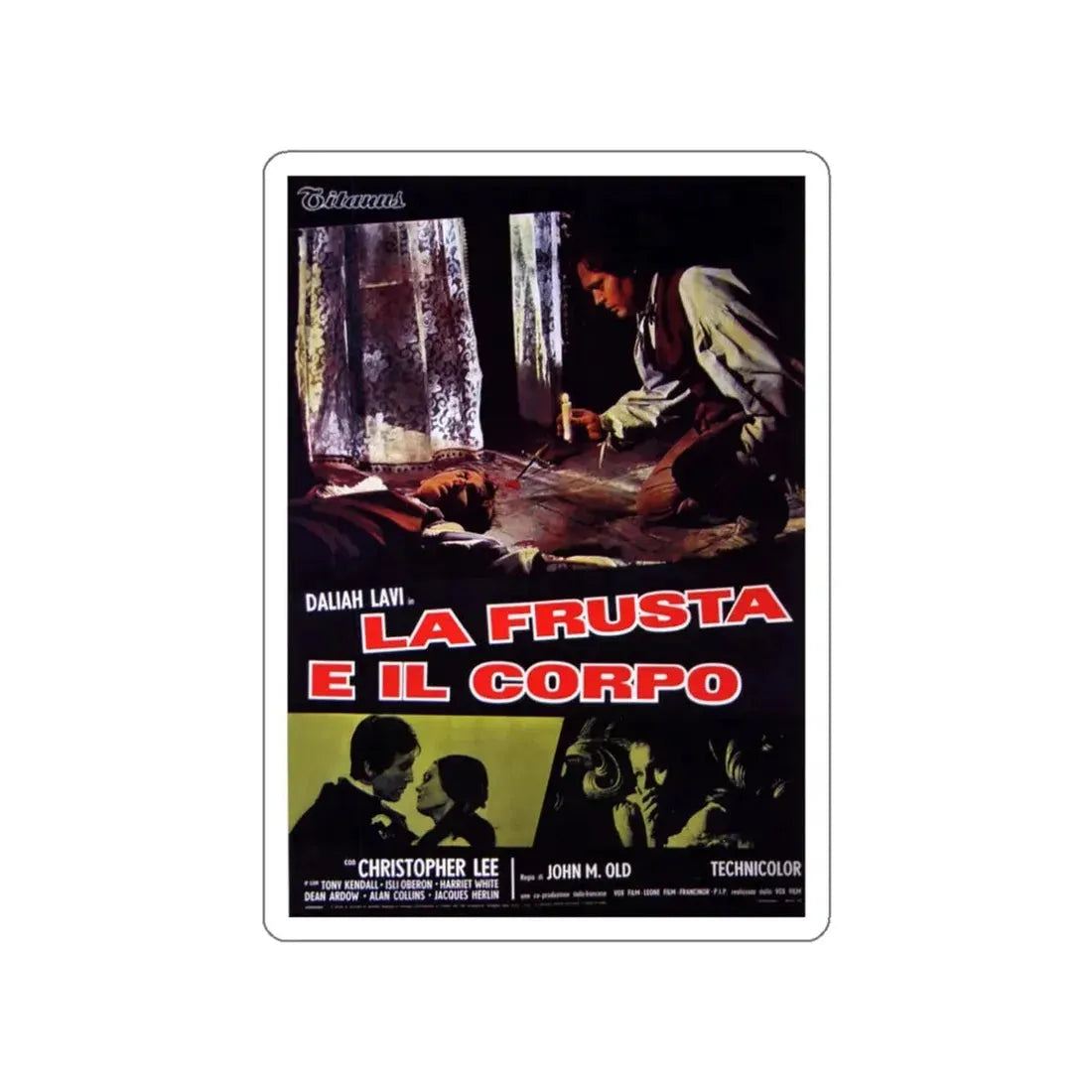 THE WHIP AND THE BODY (ITALIAN) 1963 Movie Poster STICKER Vinyl Die-Cut Decal 3 Inch - The Sticker Space