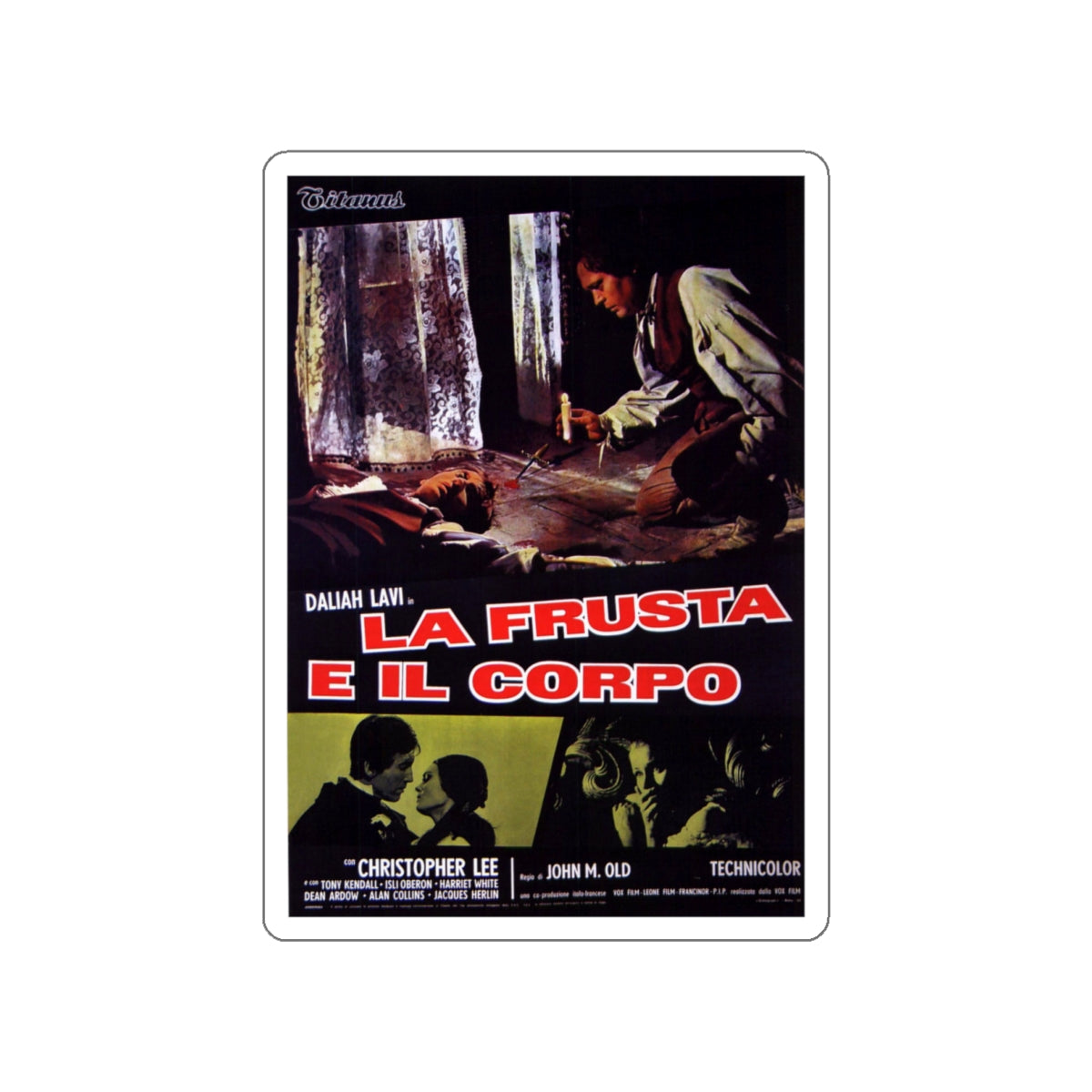 THE WHIP AND THE BODY (ITALIAN) 1963 Movie Poster STICKER Vinyl Die-Cut Decal-White-The Sticker Space