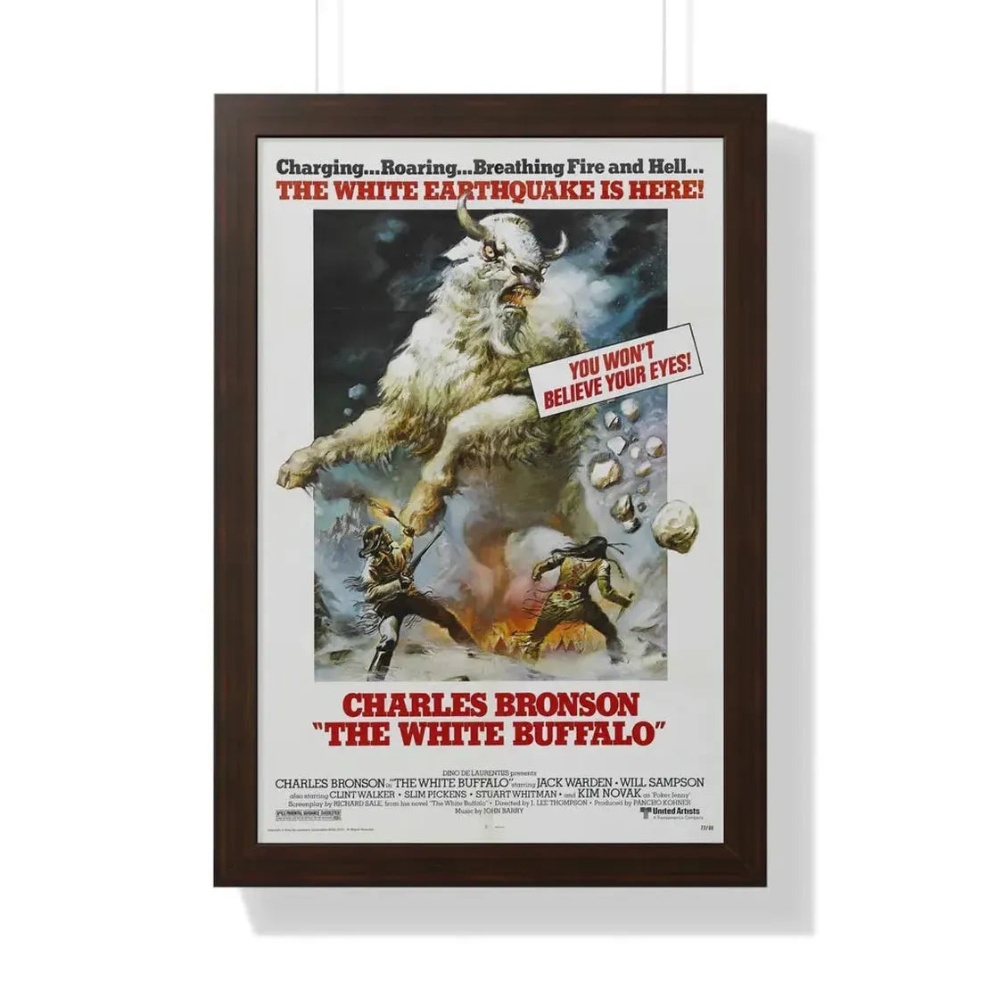 THE WHITE BUFFALO 1977 - Framed Movie Poster 16″ x 24″ Walnut - The Sticker Space
