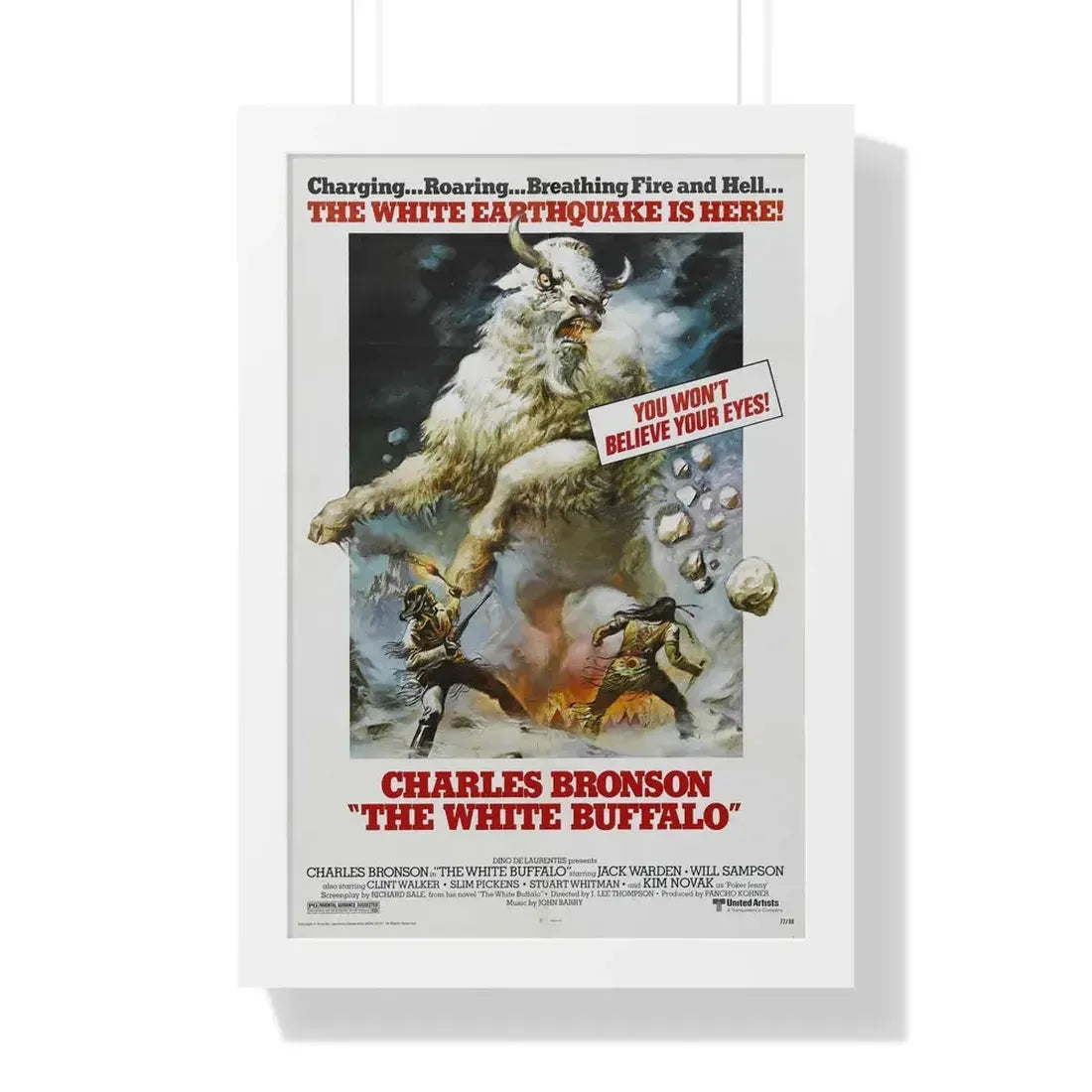 THE WHITE BUFFALO 1977 - Framed Movie Poster 16″ x 24″ White - The Sticker Space