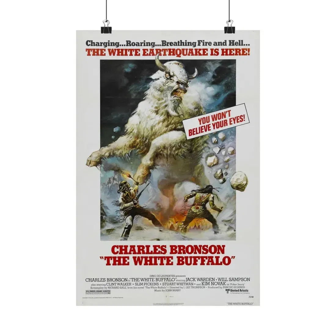 THE WHITE BUFFALO 1977 - Paper Movie Poster 12″ x 18″ Matte - The Sticker Space