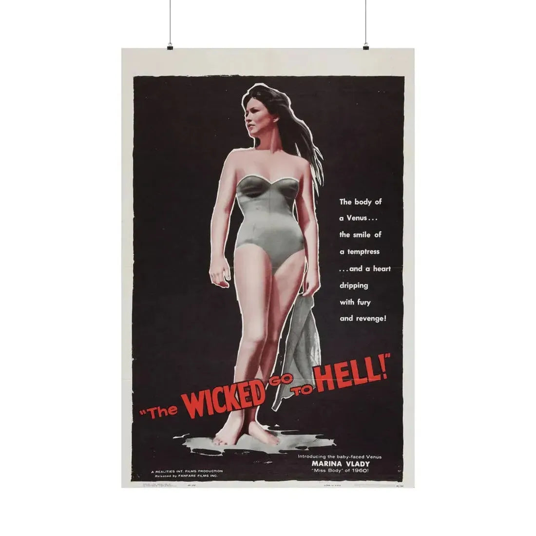 THE WICKED GO TO HELL 1955 - Paper Movie Poster 36" x 54" Matte - The Sticker Space