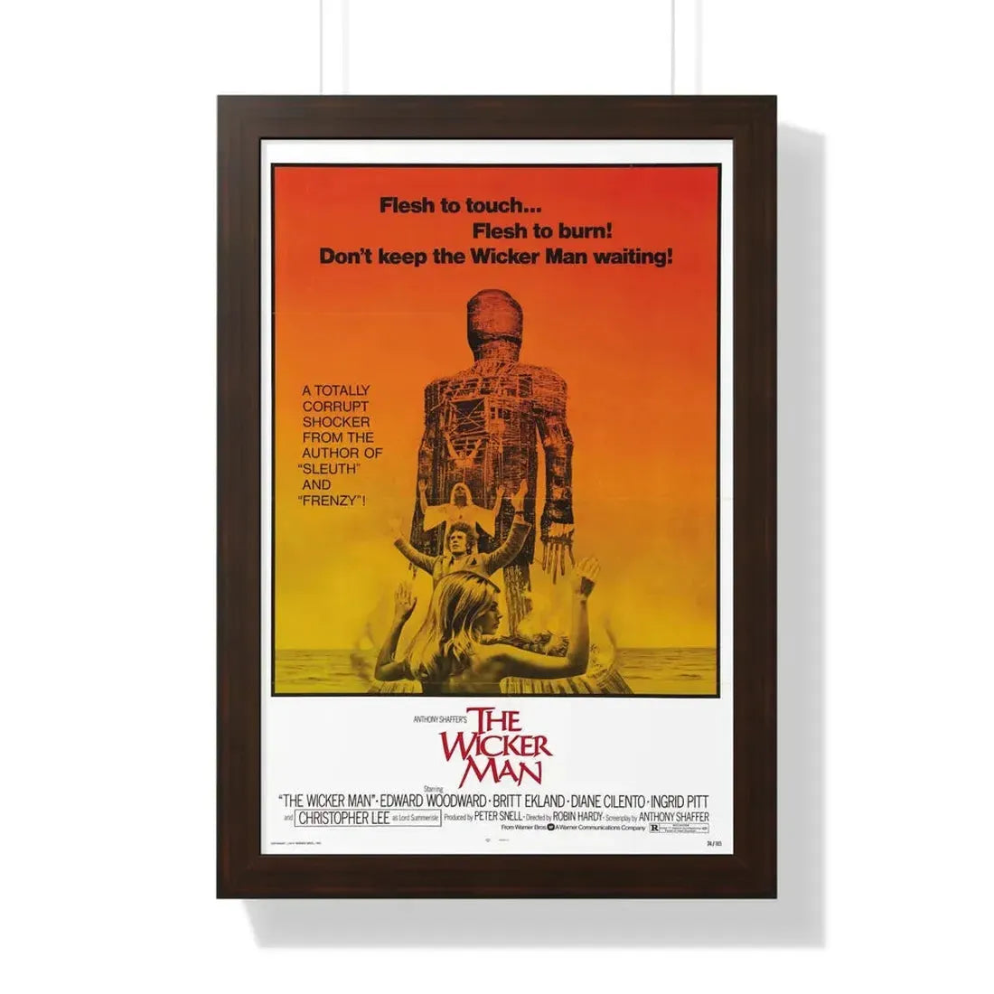 THE WICKER MAN 1973 - Framed Movie Poster 16″ x 24″ Walnut - The Sticker Space