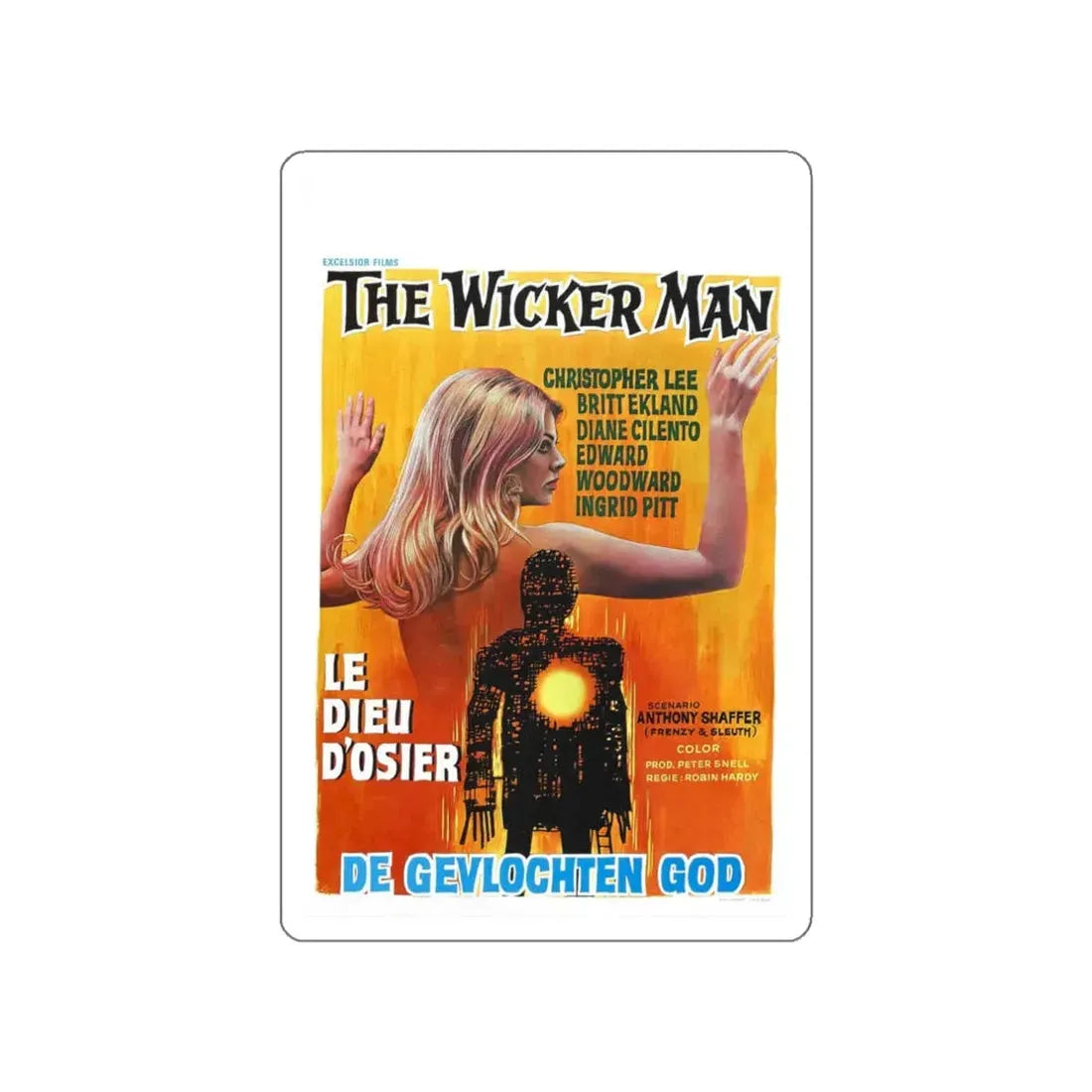 THE WICKER MAN (BELGIAN) 1973 Movie Poster STICKER Vinyl Die-Cut Decal 3 Inch - The Sticker Space