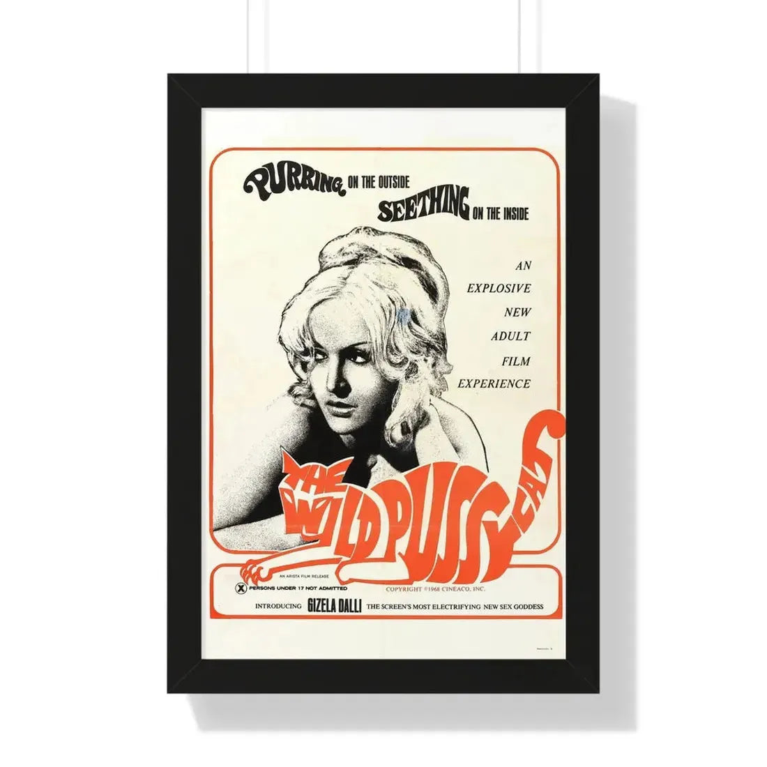THE WILD PUSSYCAT 1969 - Framed Movie Poster 16″ x 24″ Black - The Sticker Space