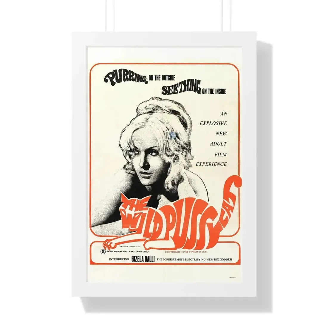 THE WILD PUSSYCAT 1969 - Framed Movie Poster 16″ x 24″ White - The Sticker Space