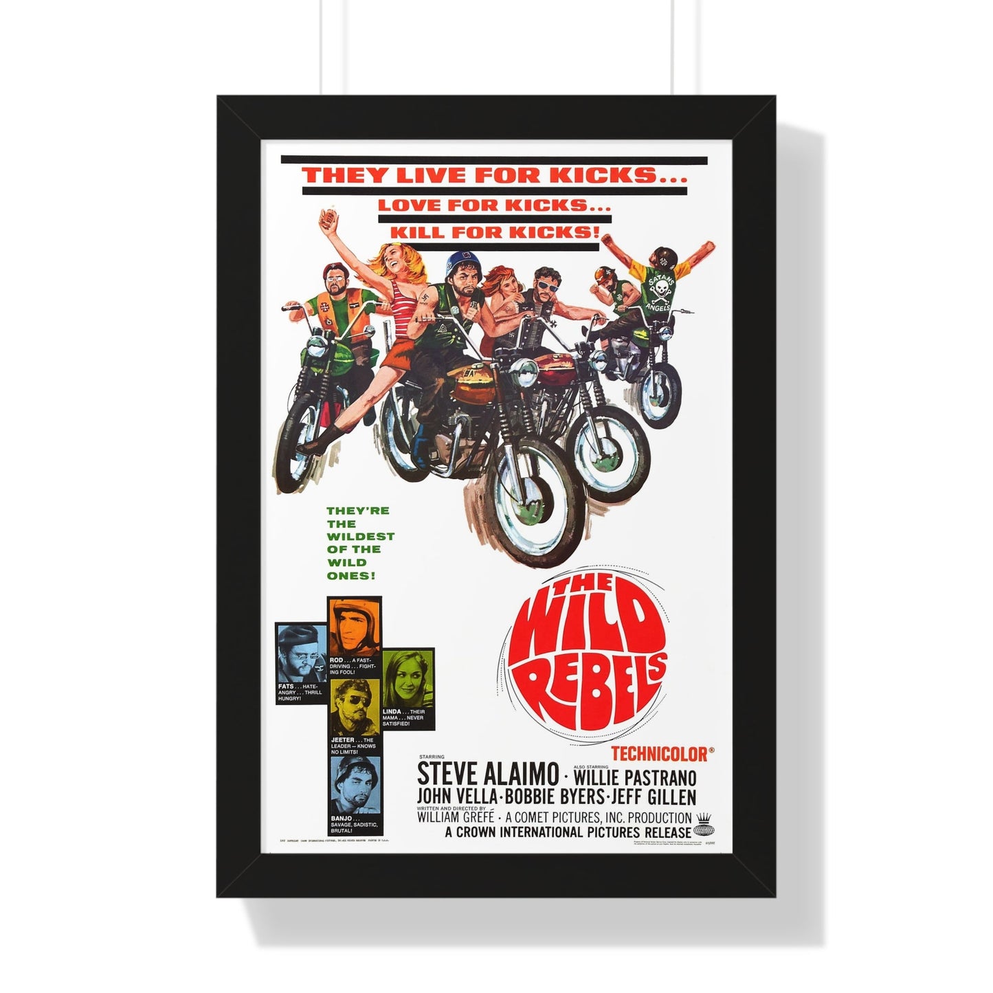 THE WILD REBELS 1967 - Framed Movie Poster-16″ x 24″-The Sticker Space