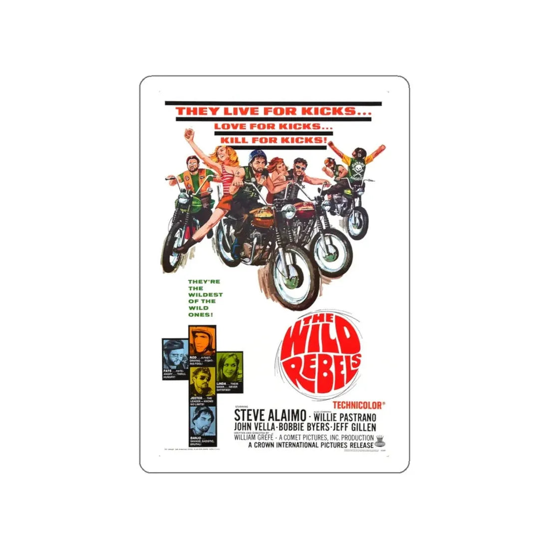 THE WILD REBELS 1967 Movie Poster STICKER Vinyl Die-Cut Decal 6 Inch - The Sticker Space