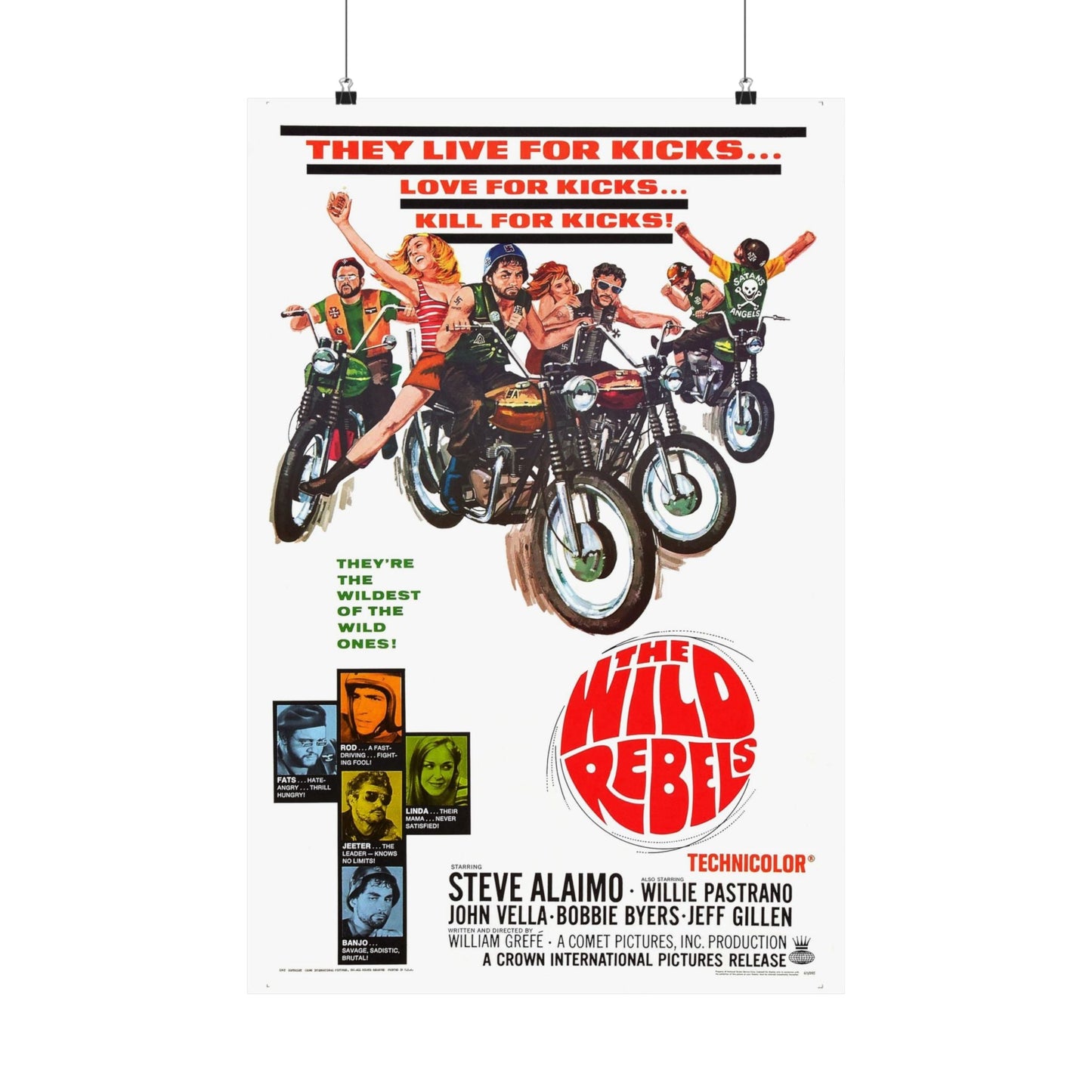 THE WILD REBELS 1967 - Paper Movie Poster-20″ x 30″-The Sticker Space