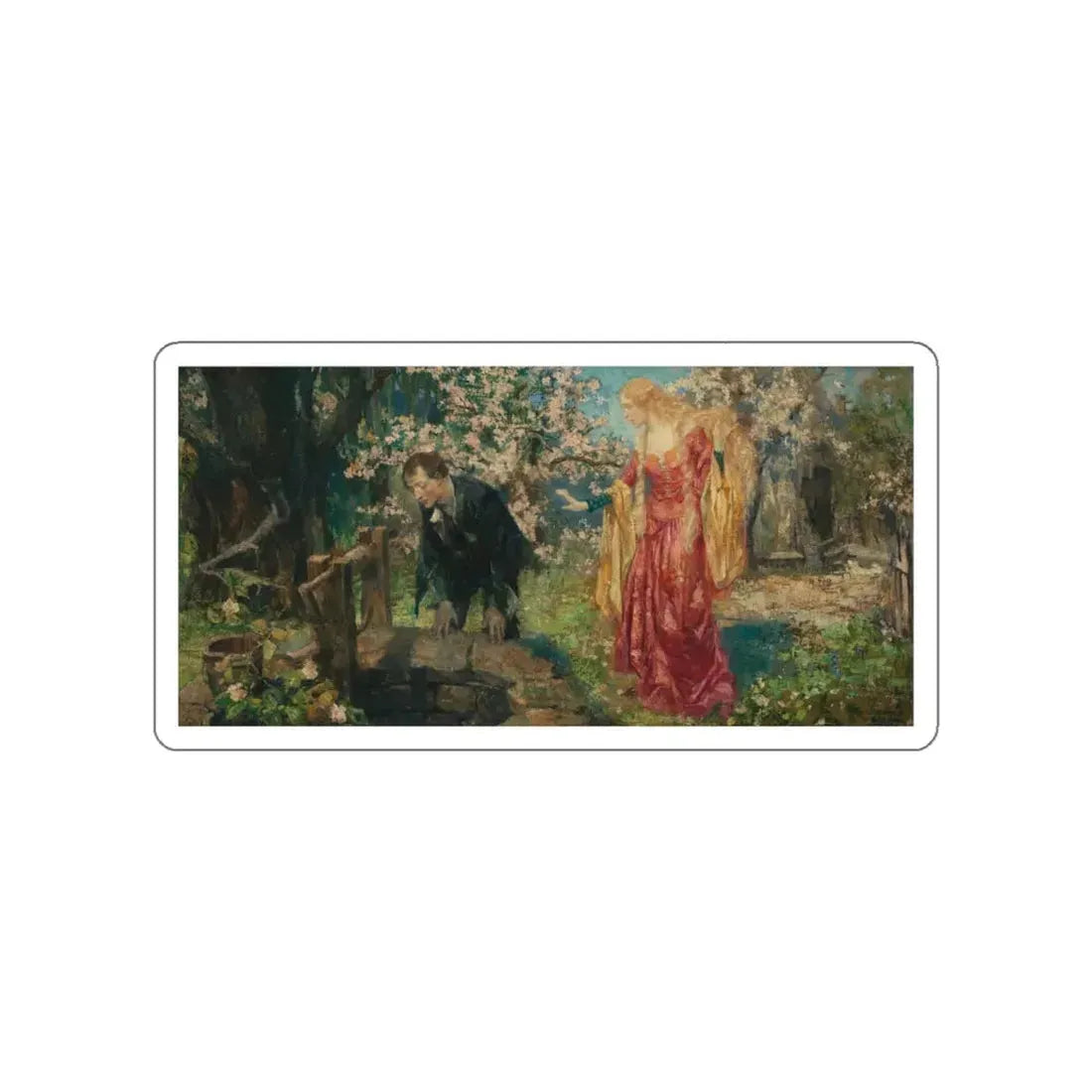 The Wishing Well (Magazine Illustration) STICKER Vinyl Die-Cut Decal White Die-Cut 5 Inch - The Sticker Space