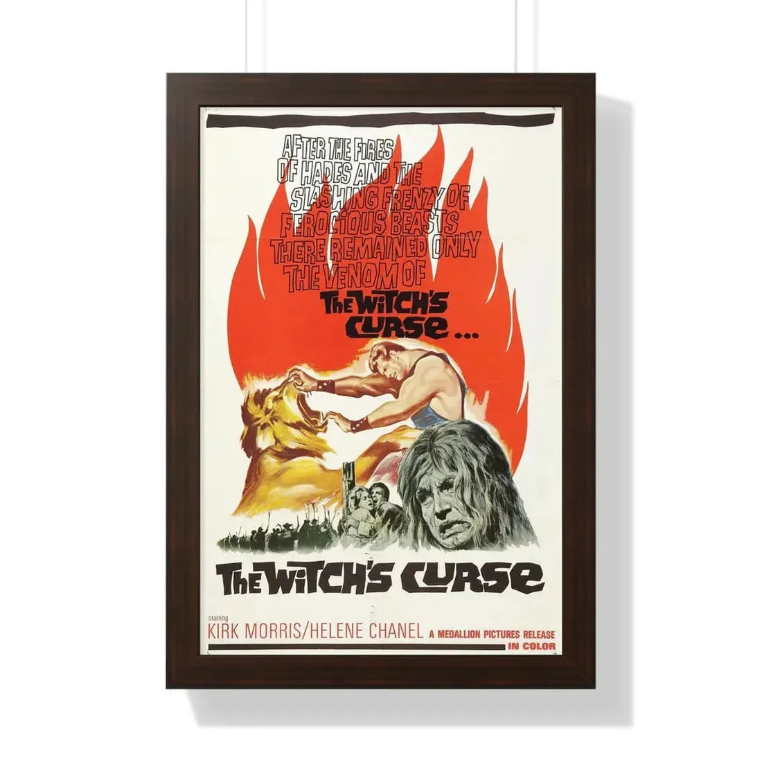 THE WITCH'S CURSE 1962 - Framed Movie Poster 16″ x 24″ Walnut - The Sticker Space