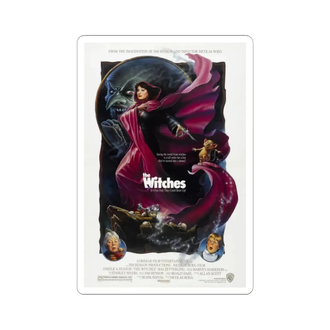The Witches 1990 Movie Poster - STICKER Vinyl Kiss-Cut Decal 2 Inch White - The Sticker Space