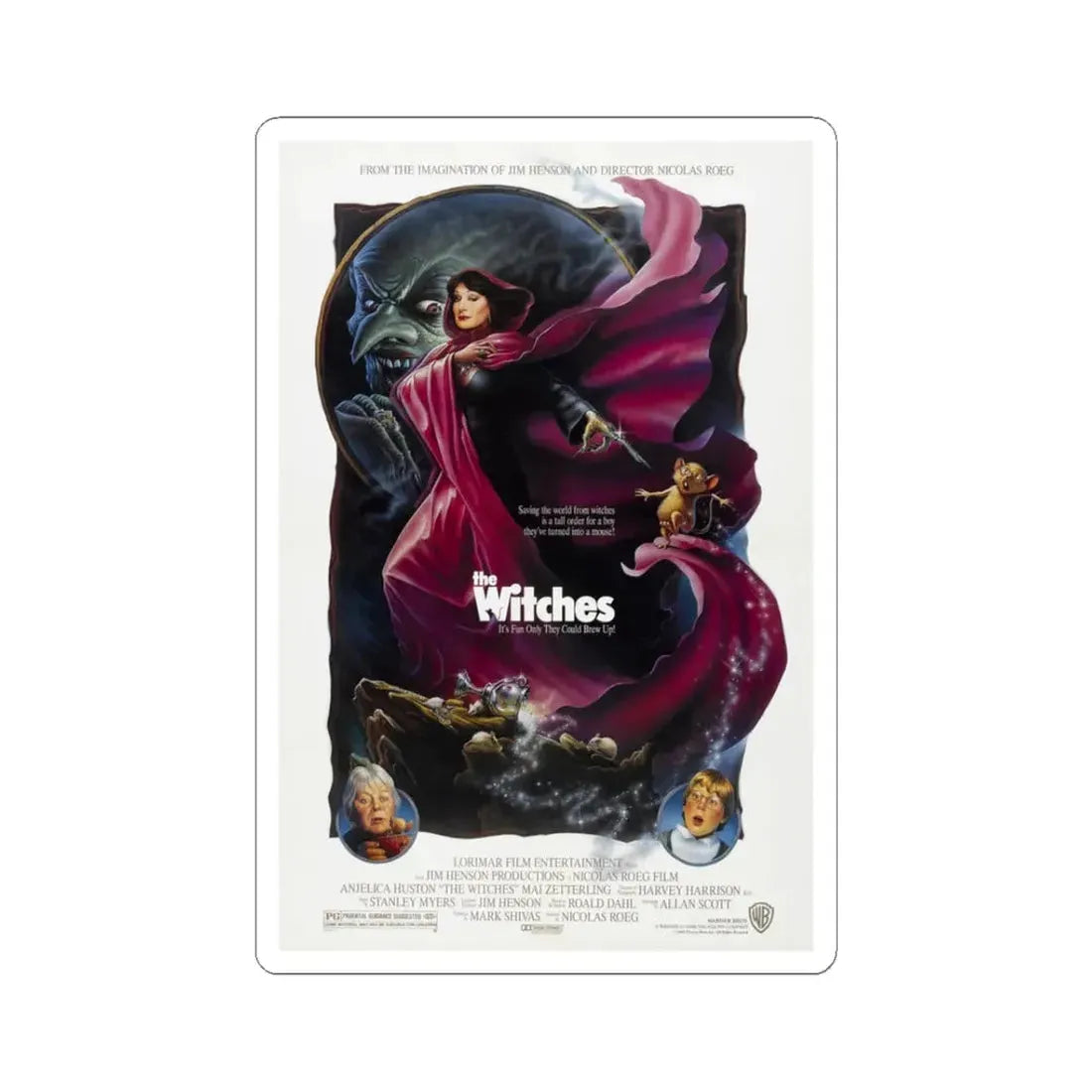 The Witches 1990 Movie Poster - STICKER Vinyl Kiss-Cut Decal 3 Inch White - The Sticker Space