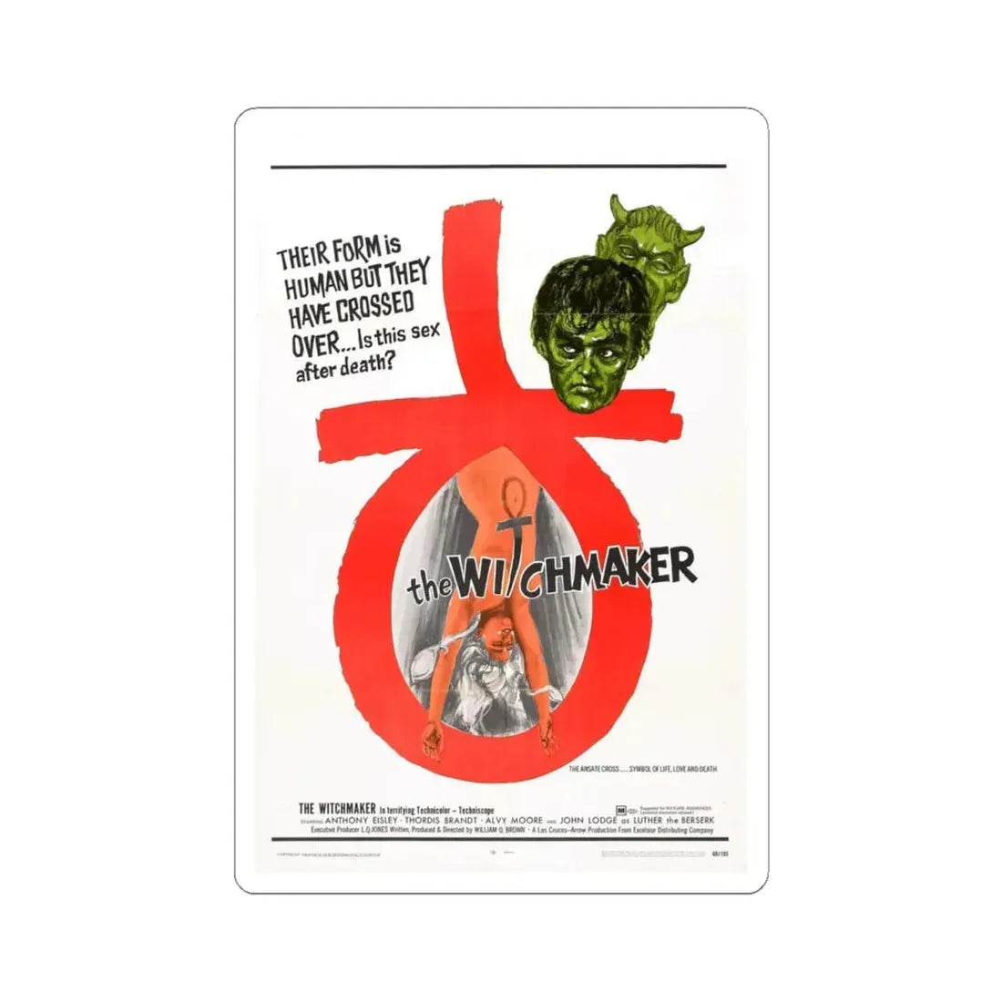 THE WITCHMAKER 1969 Movie Poster - STICKER Vinyl Kiss-Cut Decal 4 Inch White - The Sticker Space