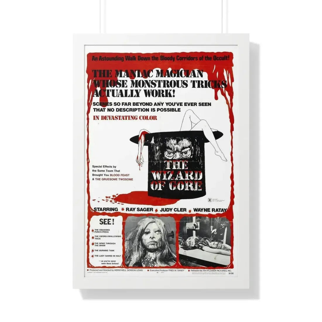 THE WIZARD OF GORE 1970 - Framed Movie Poster 20" x 30" White - The Sticker Space