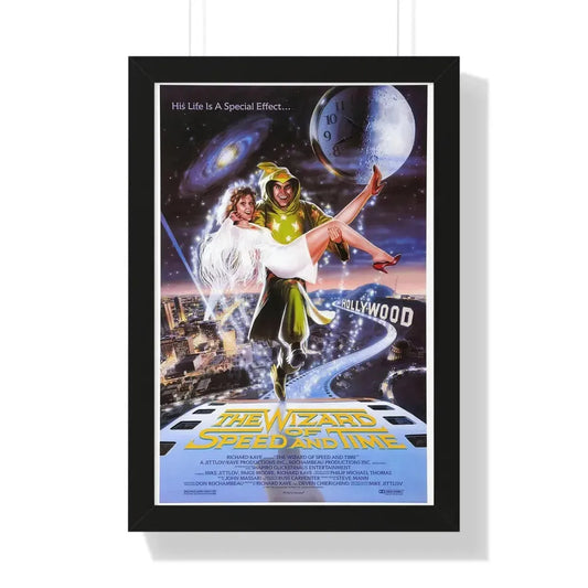THE WIZARD OF SPEED AND TIME 1988 - Framed Movie Poster 16″ x 24″ Black - The Sticker Space